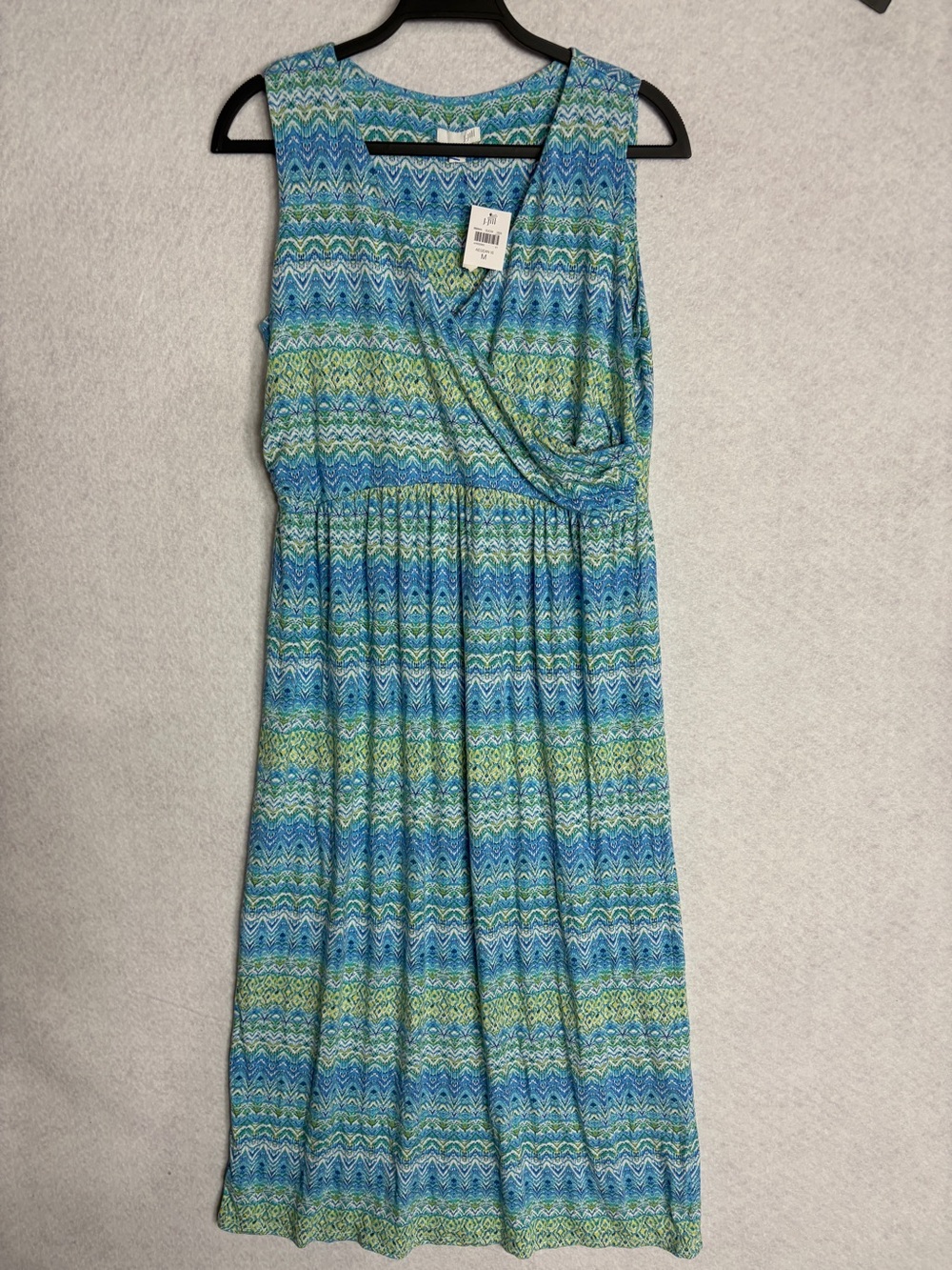 J.Jill Sleeveless Blue & Green Patterned Maxi Dress